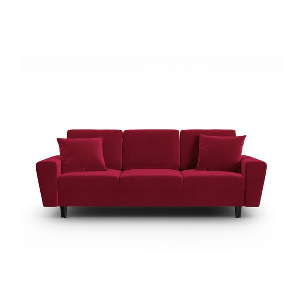 Crvena baršunasti sklopiva/s prostorom za odlaganje sofa 235 cm Kyoto – Cosmopolitan Design