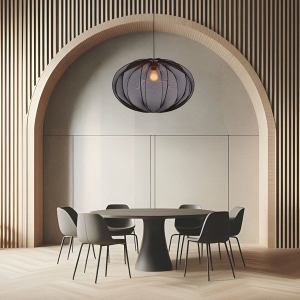 Crna viseća svjetiljka s tekstilnim sjenilom ø 60 cm Mellow – Candellux Lighting-image-1