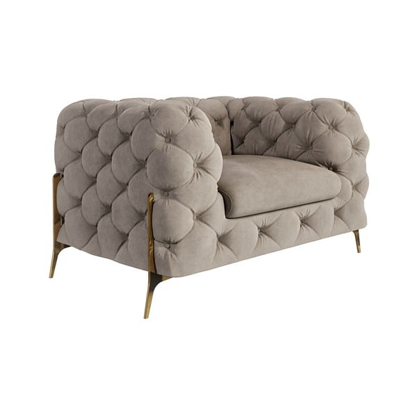 Sivo-bež baršunasti fotelja Chelsea Bis – Ropez