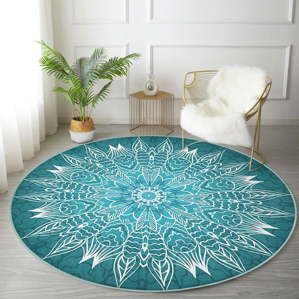 Tirkizni periv/pogodan za robotski usisavač okrugli tepih ø 80 cm Comfort – Mila Home-image-4