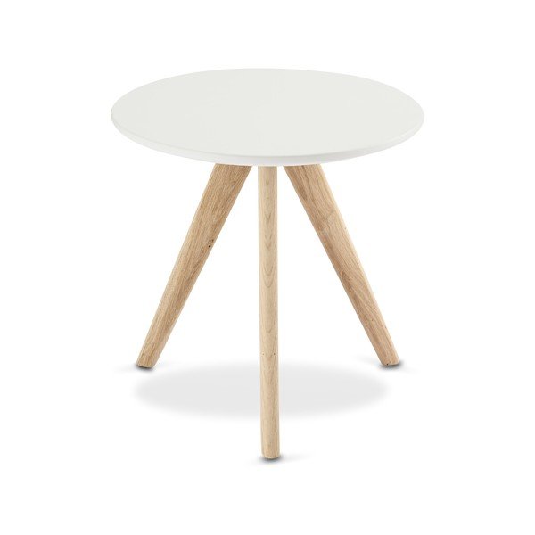 Bijela stolić za kavu sa nogama od hrastovog drveta Furnhouse Life, ø 40 cm-image-3