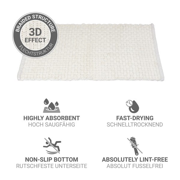 Bijela tekstilna kupaonska prostirka 50x80 cm Ecoli – Wenko-image-4