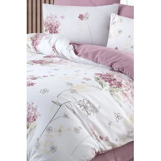 Bijela/ružičasta posteljina za bračni krevet/za produženi krevet s uključenom plahtom/4-dijelna 200x220 cm Floral – Mila Home