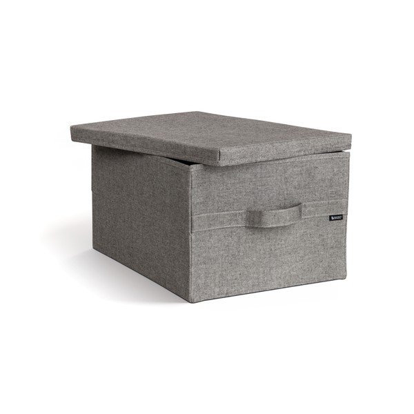 Siva tekstilna kutija za pohranu s poklopcem 36x46x25 cm Soft Storage Large – Bigso-image-3