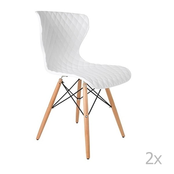 Set od 2 stolice bijele boje s podnožjem od bukve White Label Crow