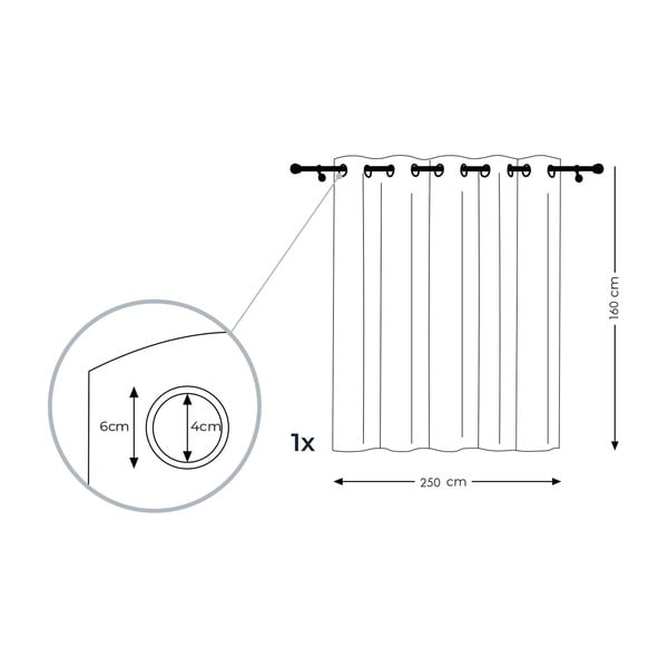 Bež zavjesa AmeliaHome Voile Eyelets, 160 x 250 cm-image-3