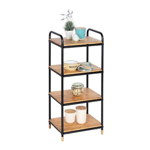 Crna/u prirodnoj boji metalna kupaonska polica 42x94,5 cm Loft – Wenko-image-3