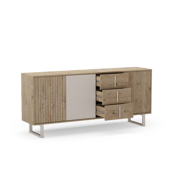 Siva/u prirodnoj boji niska komoda u dekoru hrasta 180x80 cm Millay – Marckeric-image-4