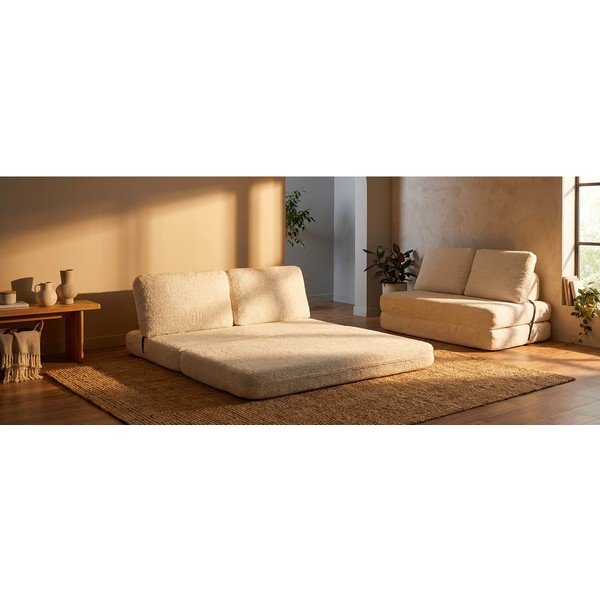 Bijela sklopiva sofa od bouclé tkanine 150 cm Faster – Mauro Ferretti-image-1