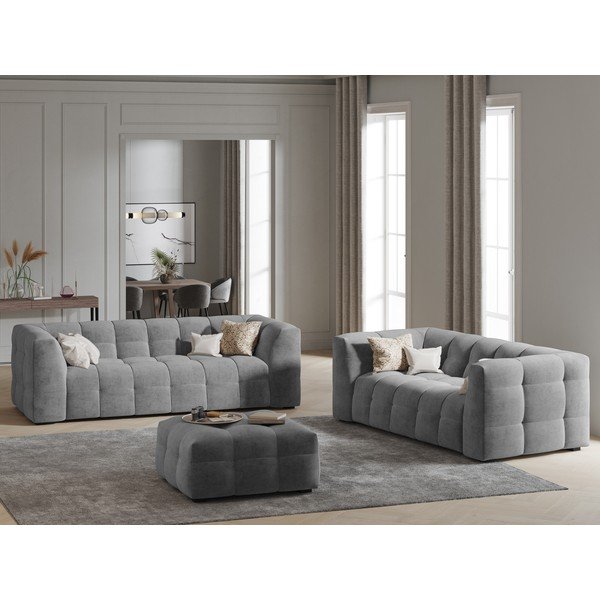 Sivi baršunasti tabure Windsor & Co Sofas Vesta-image-1