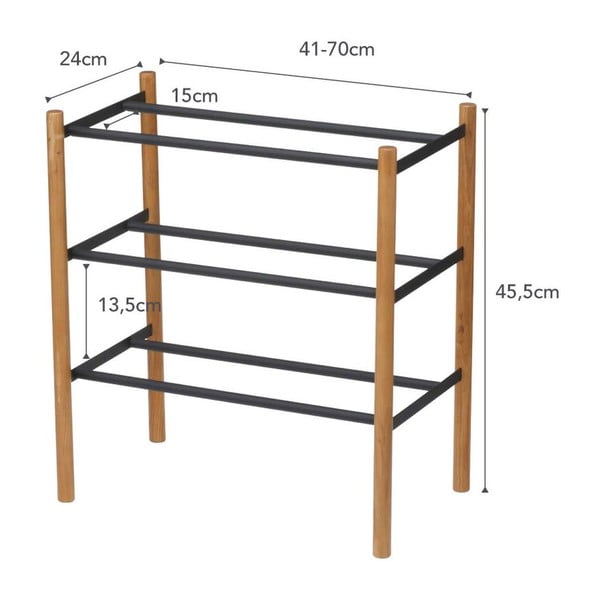 Crni/u prirodnoj boji metalni teleskopski ormarić za cipele – YAMAZAKI-image-2