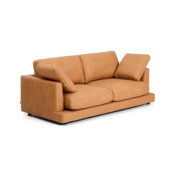 Smeđa kožna sofa 210 cm Gala – Kave Home