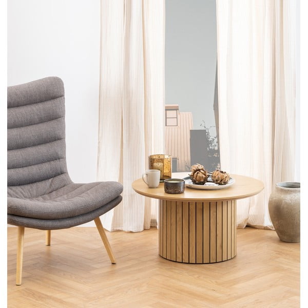 Okrugli stolić s pločom u dekoru hrasta ø 80 cm Yale - Actona-image-1