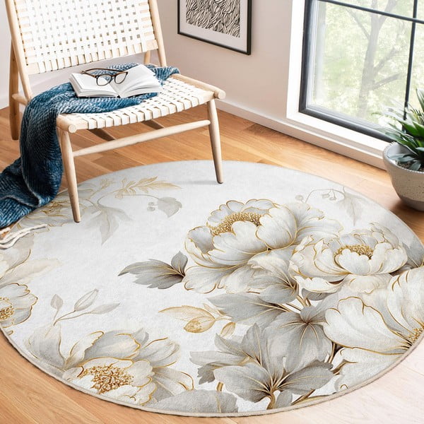 Svijetlo sivi/bež perivi okrugao tepih ø 80 cm Soft and Gentle – Mila Home-image-1