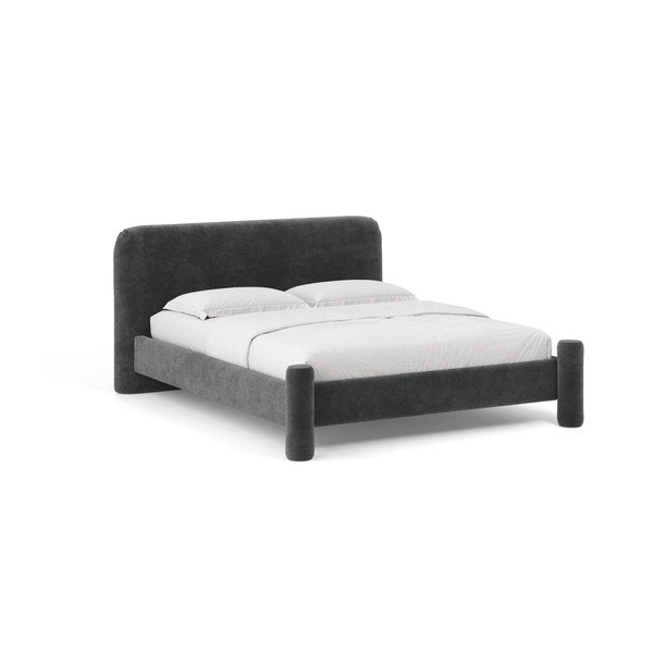 Tamno sivi tapecirani bračni krevet s podnicom 140x200 cm Vera – Micadoni 