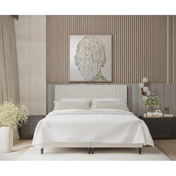 Bež tapecirani bračni krevet s prostorom za pohranu 140x200 cm Musca – Maison de Rêve-image-3