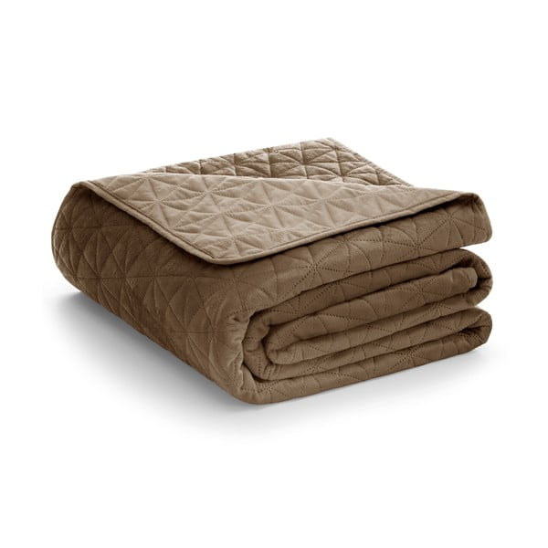 Svjetlo smeđi prošiven prekrivač od samta 220x240 cm Laila – AmeliaHome