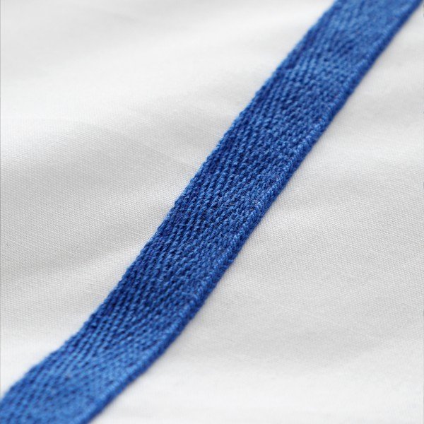 Bijela/plava pamučna posteljina za krevet za jednu osobu 135x200 cm Herringbone Trim Stripe – Content by Terence Conran-image-3