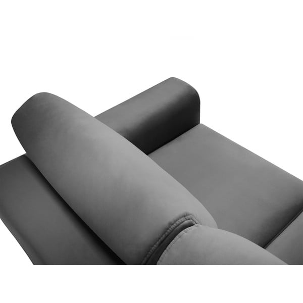 Svijetlo siva baršunasti sklopiva/s prostorom za odlaganje sofa 235 cm Kyoto – Cosmopolitan Design-image-4