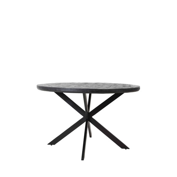 Crni okrugli blagovaonski stol s pločom stola od bagrema ø 120 cm Yellov – Light & Living