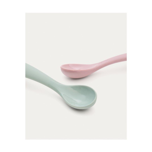 Ružičaste/tirkizne plastične/silikonske dječje žlice u setu 2 kom Lili – Kave Home-image-4