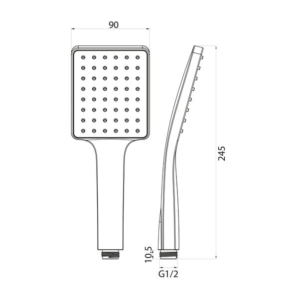Plastična ručka za tuš u sjajno srebrnoj boji – Sapho-image-1