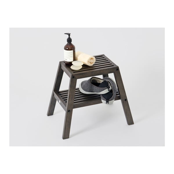 Crni stolac od hrastovog drveta Wireworks Slatted Stool-image-4