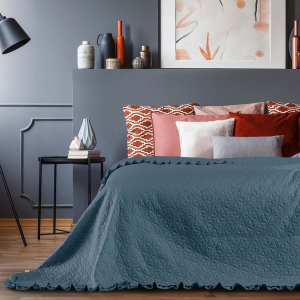 Plavi prekrivač AmeliaHome Tilia Marine, 260 x 240 cm-image-1