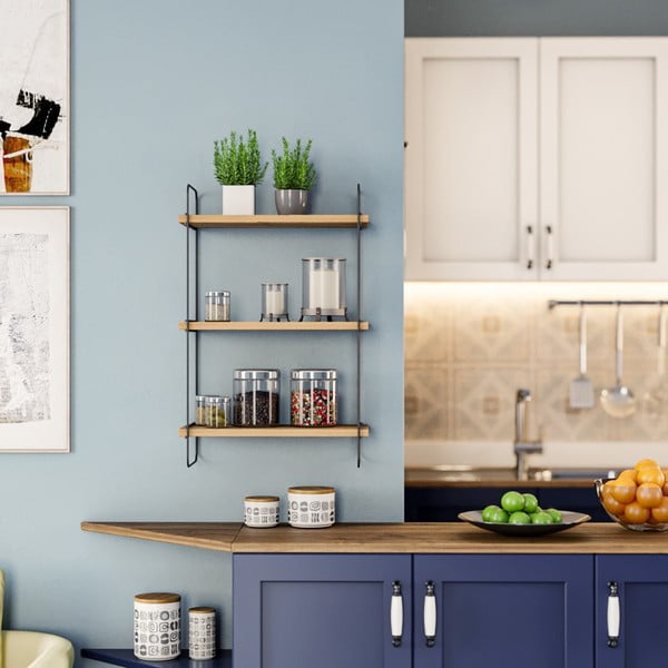 Polica s više razina u dekoru hrasta u prirodnoj boji 40 cm Pulalis – Kalune Design-image-1