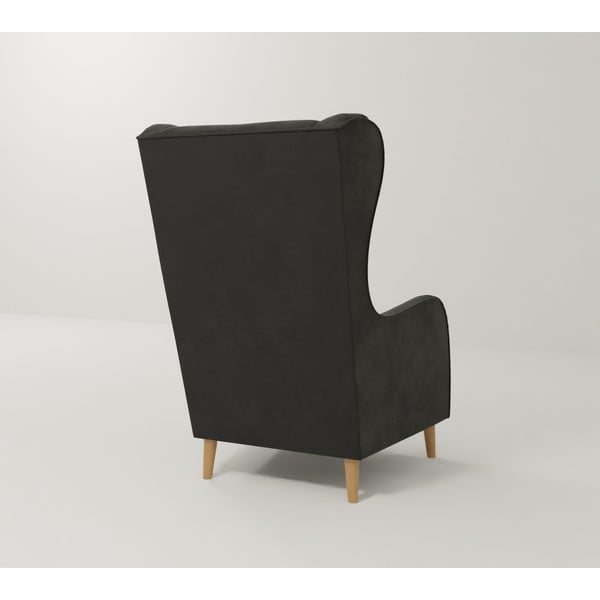 Tamno siva baršunasta wing fotelja Carole – Ropez-image-2