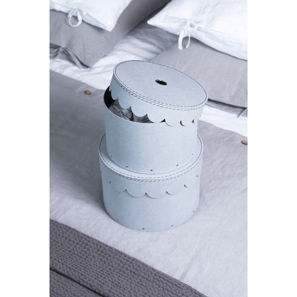 Svijetlo sive kartonske kutije za pohranu u setu  2 kom s poklopcem ø 26x17,5 cm Wilma – Bigso Box of Sweden-image-1