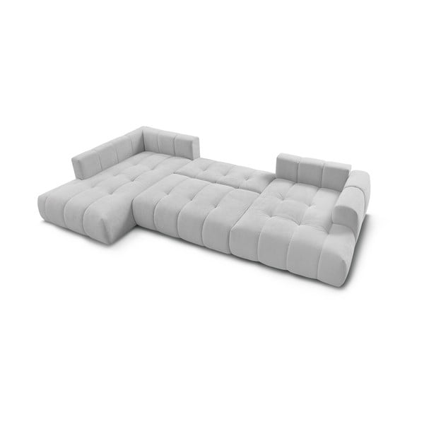 Svijetlo siva sklopiva/s prostorom za odlaganje kutna garnitura (s lijevim kutom/u obliku slova "U") Fuji – Bobochic Paris-image-4