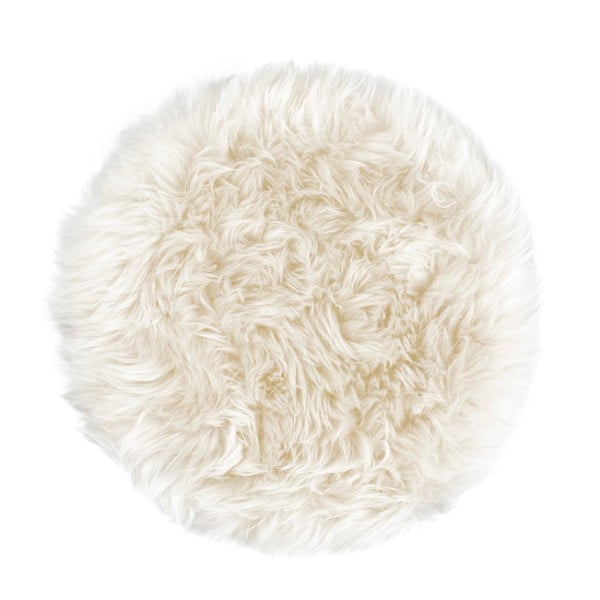 Bijeli jastuk za sjedenje od ovčjeg krzna za stolice za blagovaonu Royal Dream Zeland Round, ⌀ 35 cm