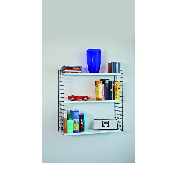Crni 3 etažni regal s bijelim policama Metaltex Libro, duljina 70 cm-image-1
