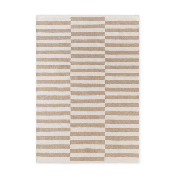 Bijeli/svjetlo smeđi obostrani/ručno rađen vunen tepih 160x230 cm Vika – Hanse Home