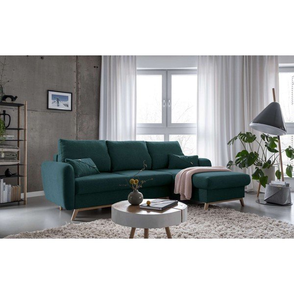 Zelena kutna garnitura na razvlačenje Miuform Scandic Lagom, desni kut-image-3