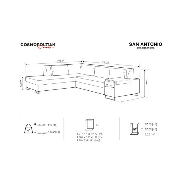 Tamnoplavi kauč na razvlačenje Cosmopolitan Design San Antonio, lijevi kut-image-2