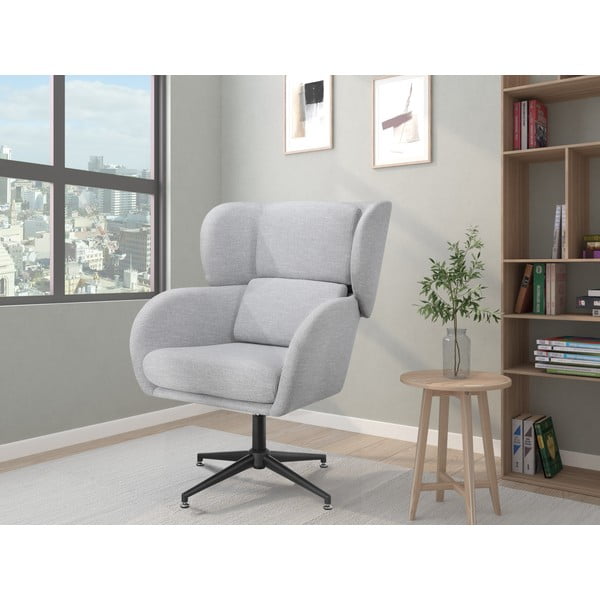 Svijetlo siva baršunasti wing fotelja Vanessa – Støraa-image-2