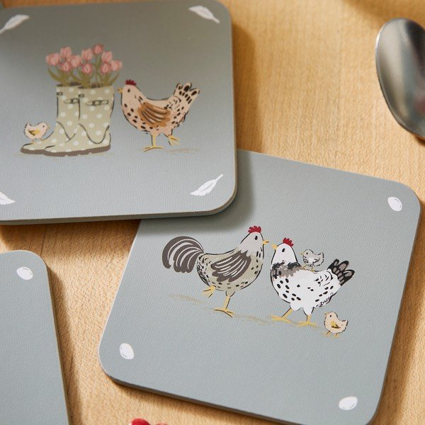 Sivi podmetači za čaše u setu 4 kom od pluta Hen House Lane – Cooksmart ®-image-4