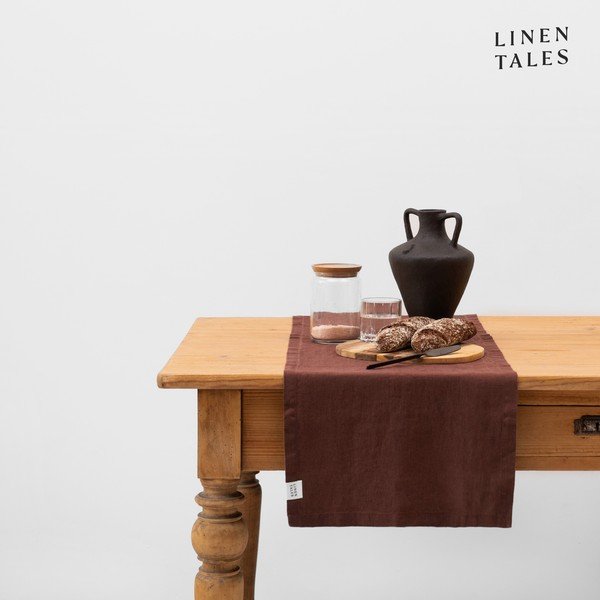 Laneni nadstolnjak 40x150 cm Chocolate – Linen Tales