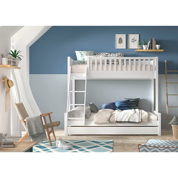 Bijeli dječji krevet od masivnog bora na kat s prostorom za pohranu 140x200/90x200 cm SCOTT – Vipack-image-3