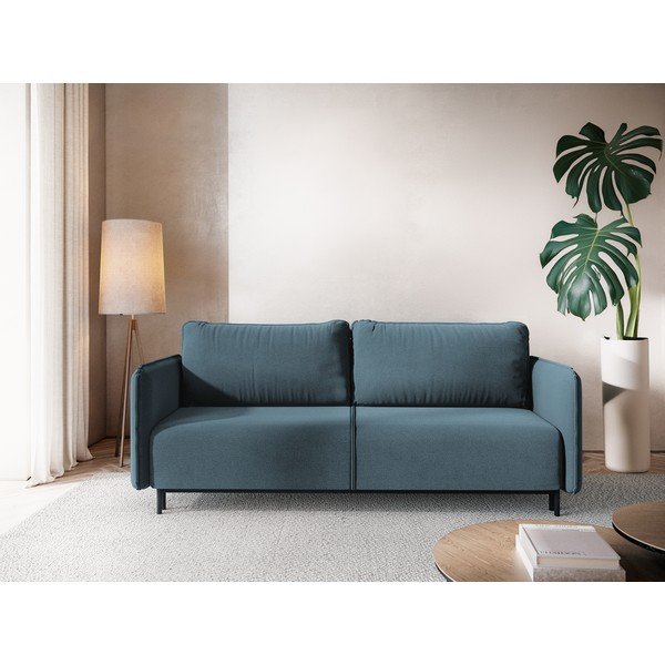 Plava sklopiva/s prostorom za odlaganje sofa 226 cm Luana – Makamii-image-1