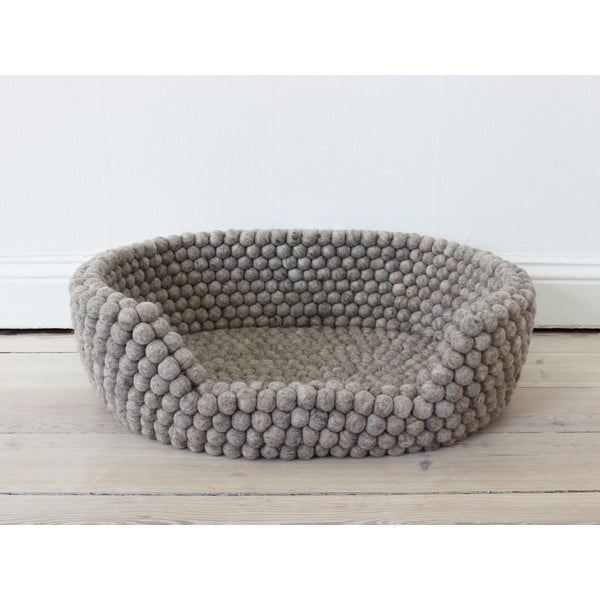 Krevetić za kućne ljubimce od vunenih pompona u boji pijeska Wooldot Ball Pet Basket, 80 x 60 cm