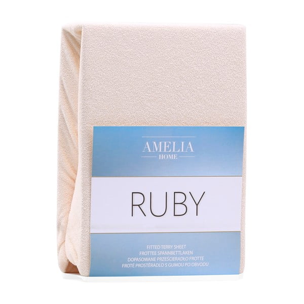 Bež plahta s gumom od frotira 140x200 cm Ruby – Restilo-image-2