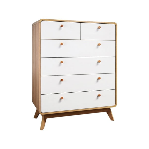 Bijela/u prirodnoj boji visoka komoda u dekoru hrasta 81x104 cm Caitlin – Støraa-image-2