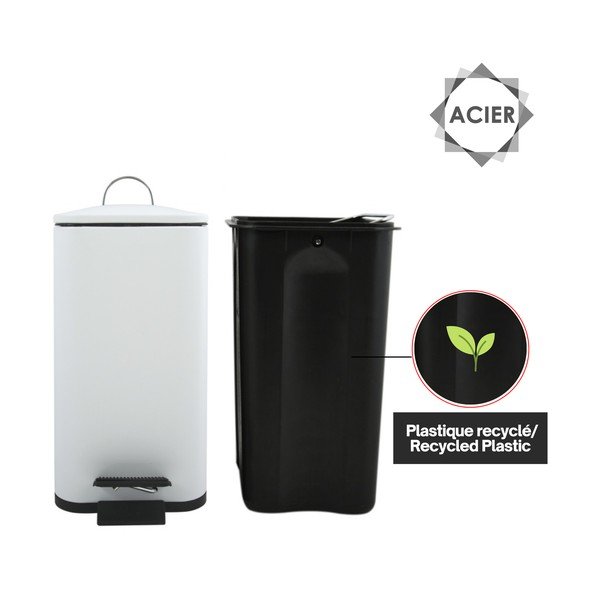 Mat bijela željezna kanta za smeće s pedalom 5 l   Erik – Spirella-image-3