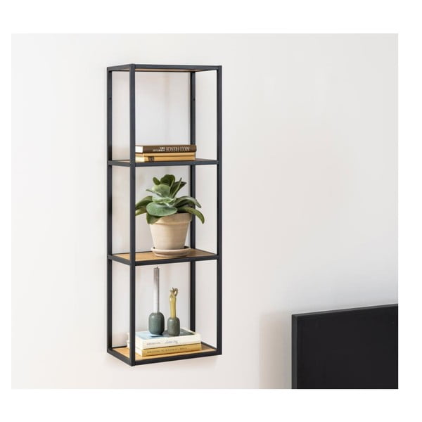 Crna/u prirodnoj boji zidna polica u dekoru hrasta 37x108 cm Seaford – Actona-image-4