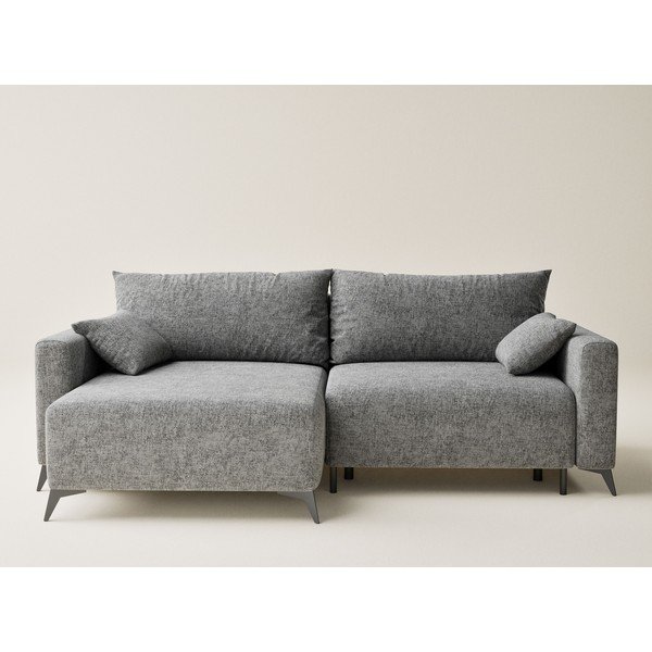 Siva sklopiva/s prostorom za odlaganje kutna garnitura od šenila (s lijevim kutom/s ležaljkom) Leon – Maison de Rêve-image-2