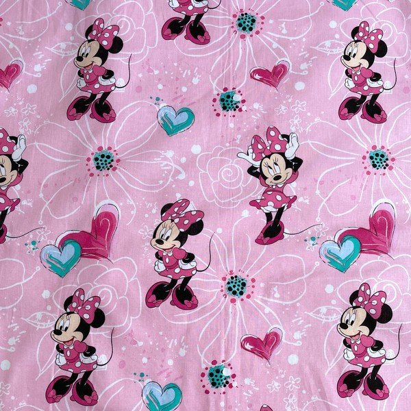 Ružičasta pamučna dječja posteljina za dječji krevetić 100x135 cm Minnie Flowers  – Jerry Fabrics-image-4