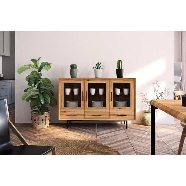 Vitrina od hrastovog drveta u prirodnoj boji 144x95 cm Abies - The Beds-image-1